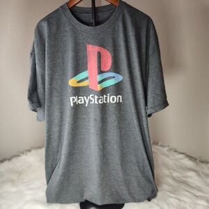 Playstation Shirt Mens 2X Heathered Gray Athletic Fit Short Sleeve Gamer Sony PS